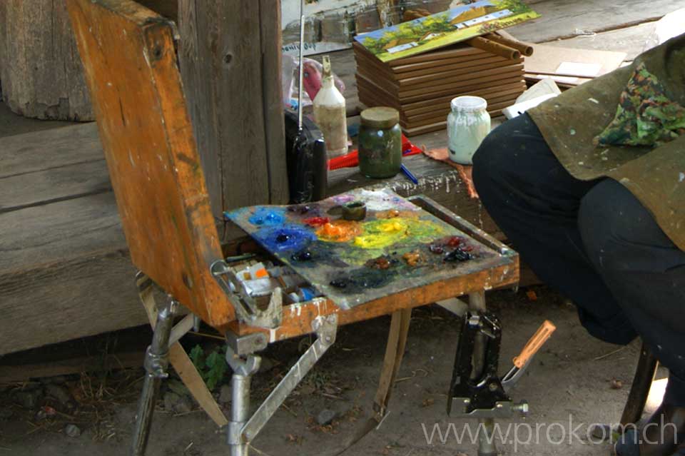 Kunstmaler bei der Arbeit: sein Werkzeug