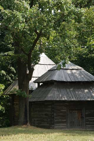 Gebäude im Wald hinter der Auferstehungskirche von Kisoritschi