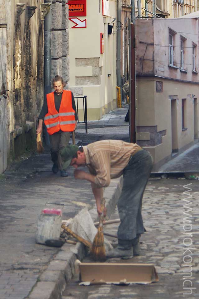 Tarnung von Bauarbeiten in Lemberg