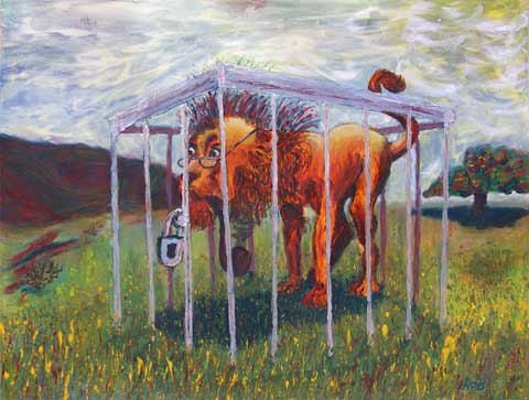 Der Löwe im Käfig